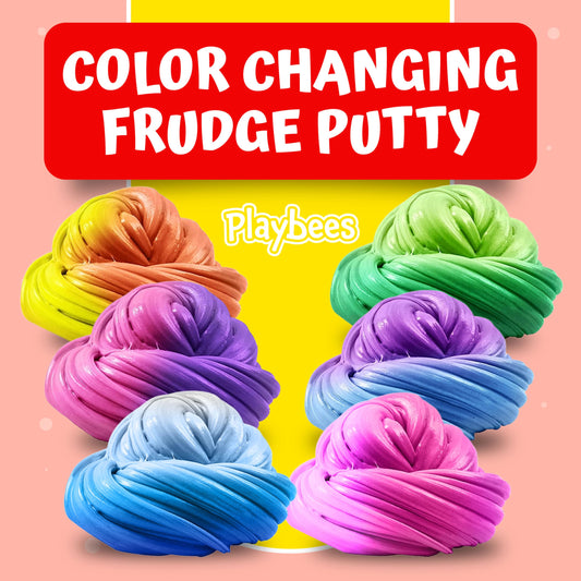 Close up of color shift from purple to blue in Playbees putty