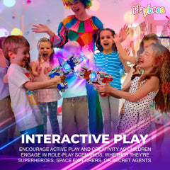 Playbees eleven-point-five-inch space toy delivers visible lights and engaging sounds.