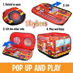 Playbees fire truck tent open doors for easy indoor access