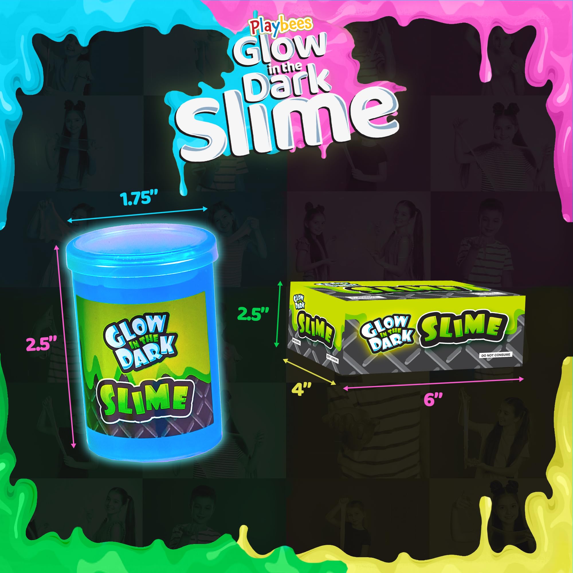 Playbees glow-dark slime kids playing emphasizes tactile exploration and cooperative play.