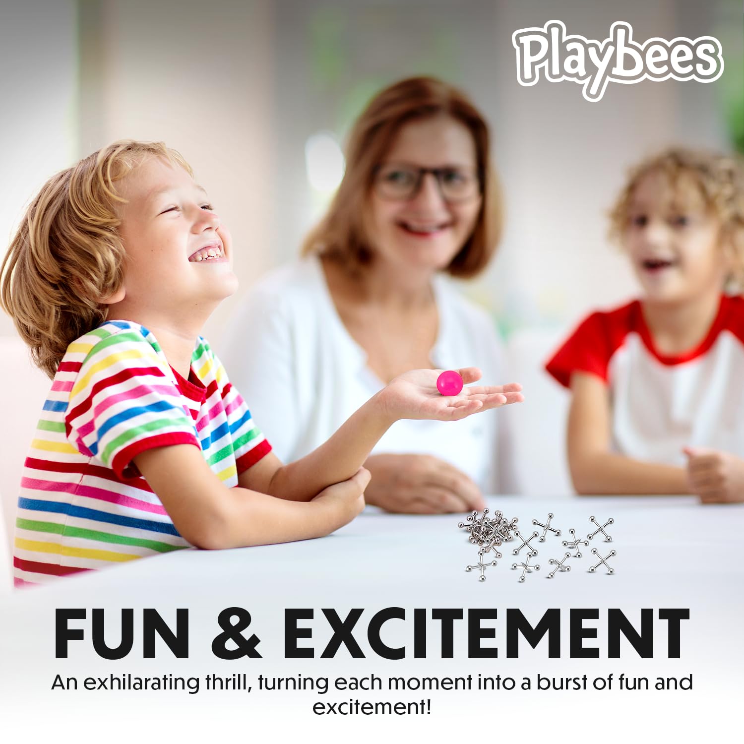 Playbees group play outdoors featuring the jacks set