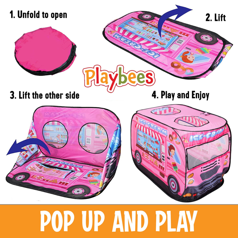 Playbees Ice Cream Truck Tent ceiling openings showing airflow and peekaboo play