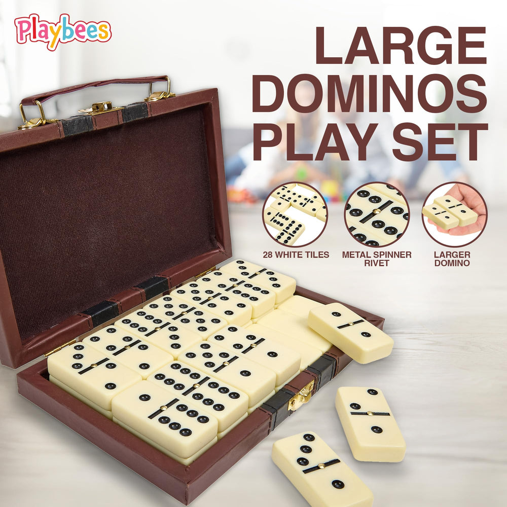 Playbees dominoes case with faux leather and gold hardware keeps tiles secure.