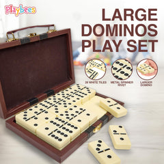 Playbees dominoes case with faux leather and gold hardware keeps tiles secure.