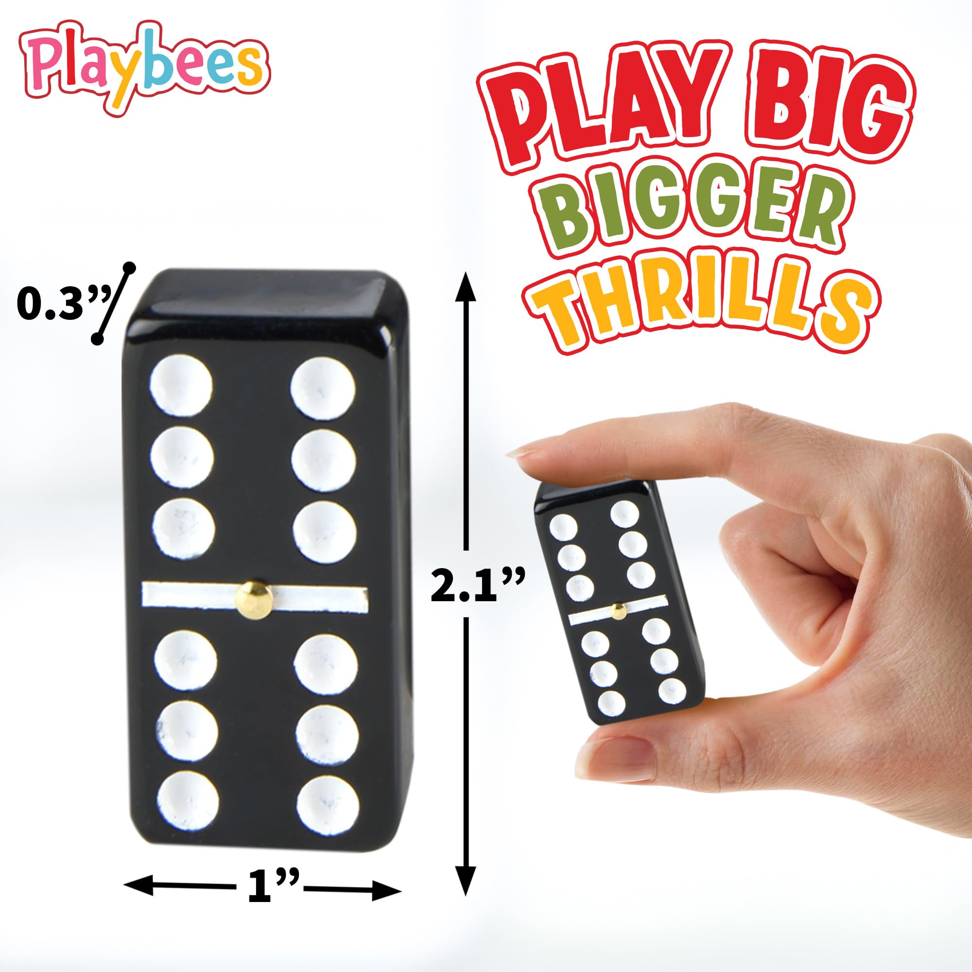 Playbees Jumbo Dominoes players enjoying game, easy-to-handle jumbo tiles for all ages