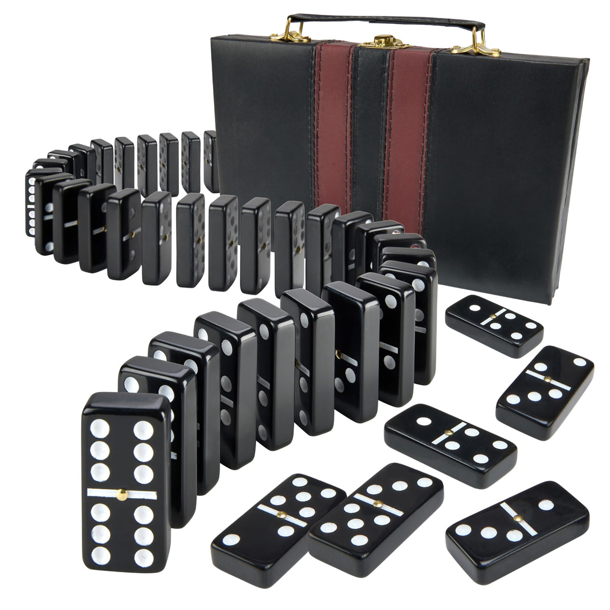 Playbees Jumbo Dominoes tiles in black with gold accents, ideal for family game nights