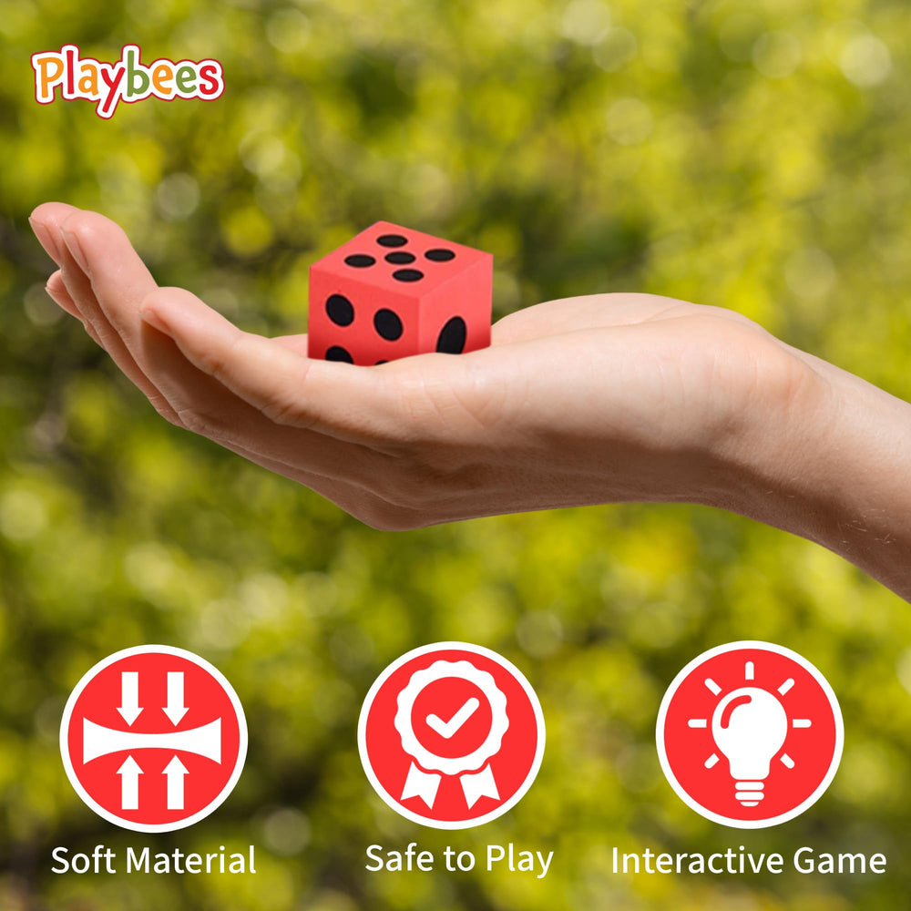 Playbees jumbo foam dice in vibrant colors for hands-on math practice.