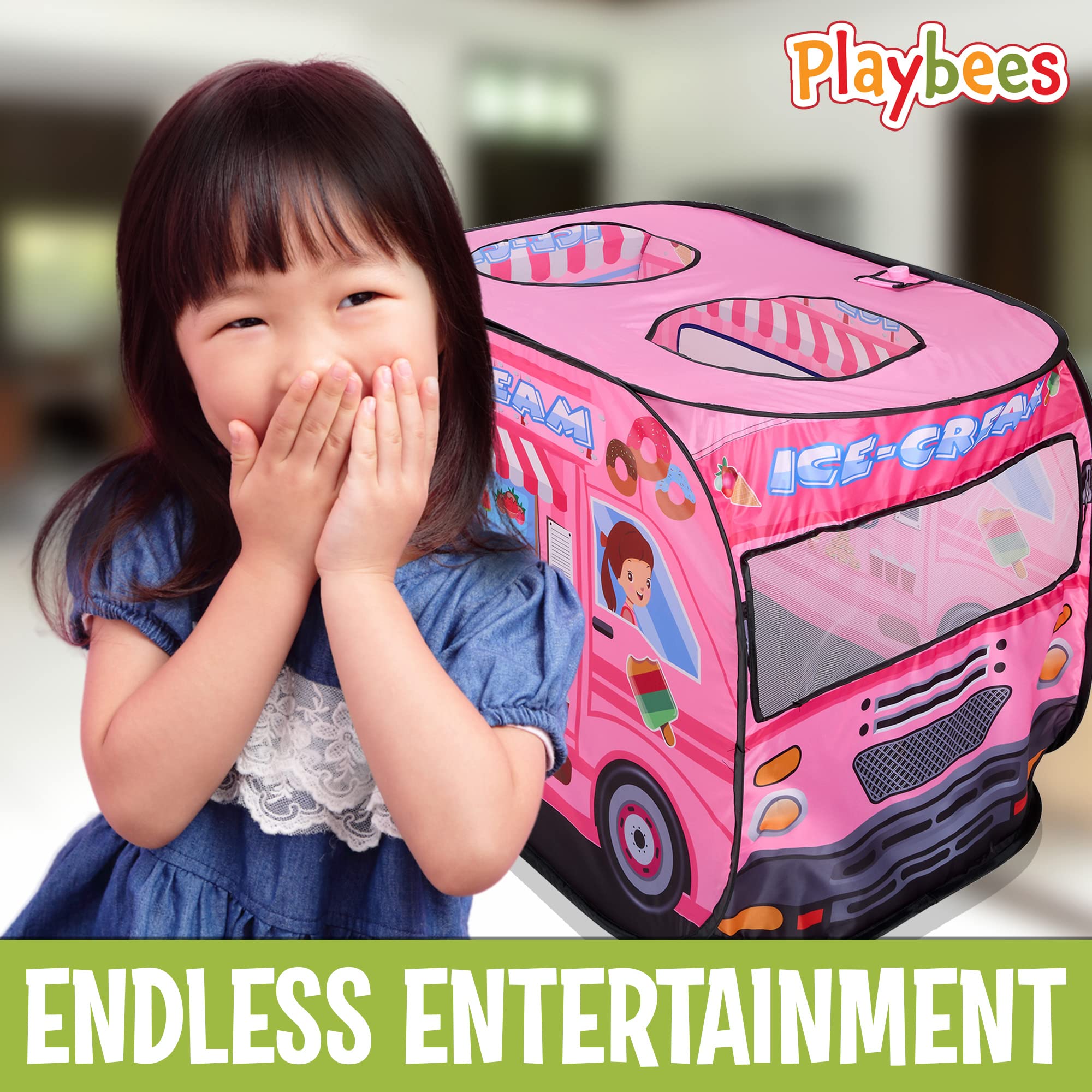 Playbees Musical Ice Cream Truck Tent sound button offering engaging effects for toddlers