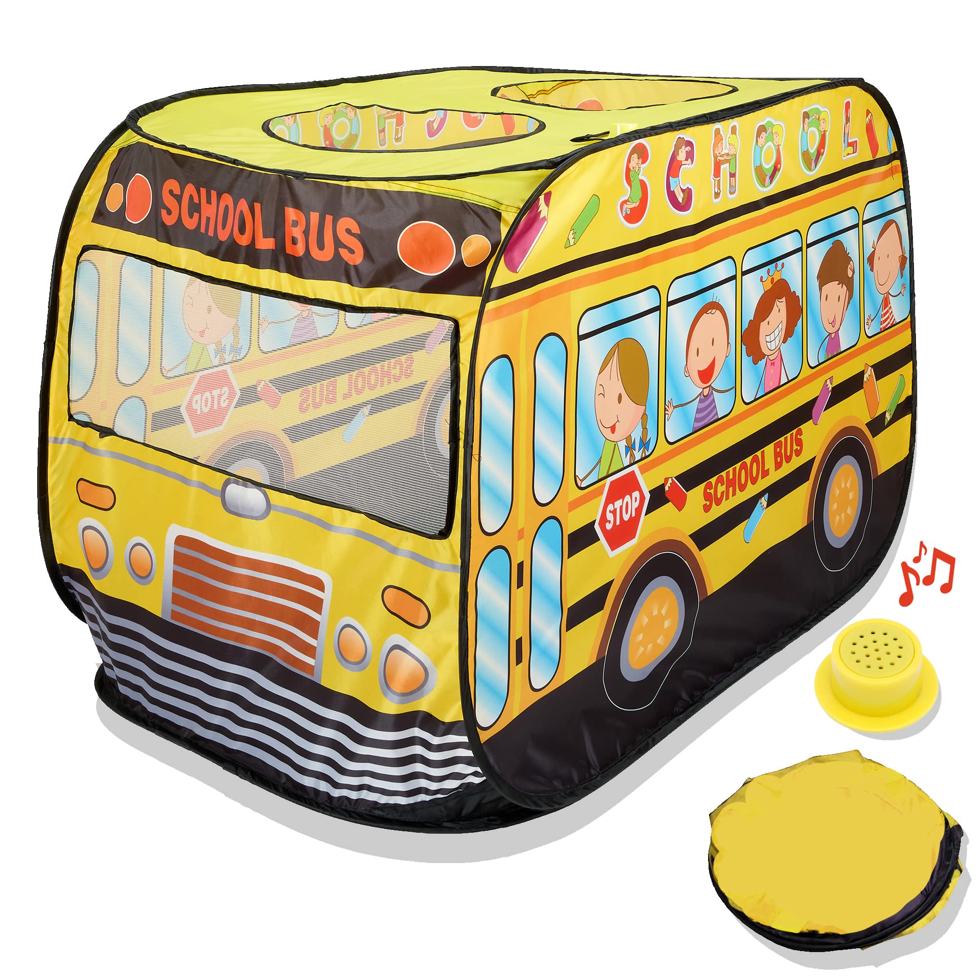 Playbees musical school bus front view tent for imaginative play sessions