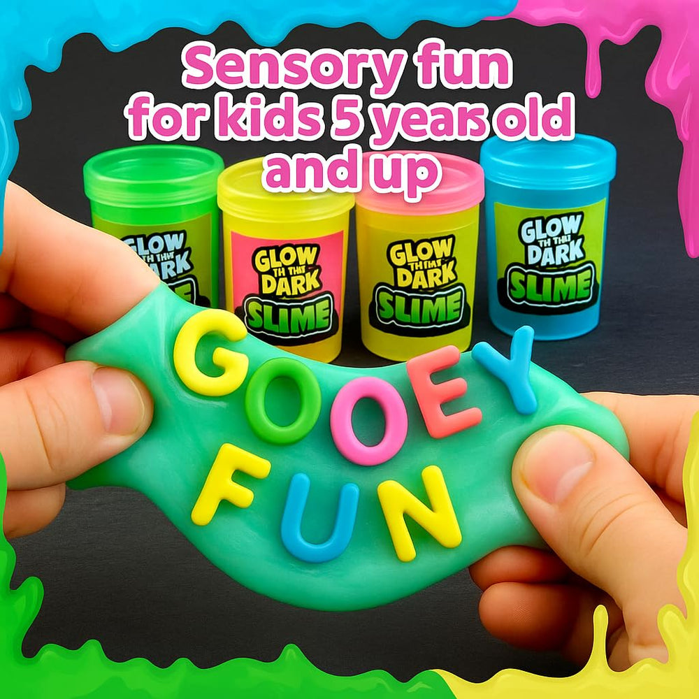 Playbees neon orange glow slime brings eye-catching color to party bags and playtime.