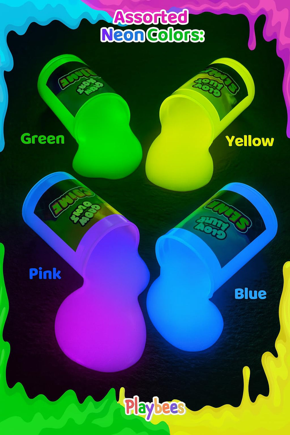 Playbees neon slime barrel four-to-five-inch shows bold colors for creative play