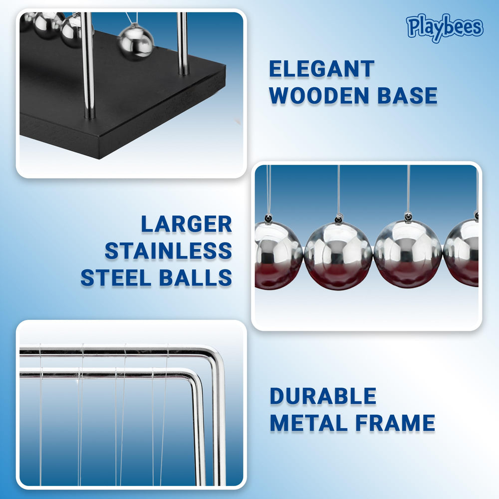 Playbees Newton's Cradle decor for a calm, focused work environment.