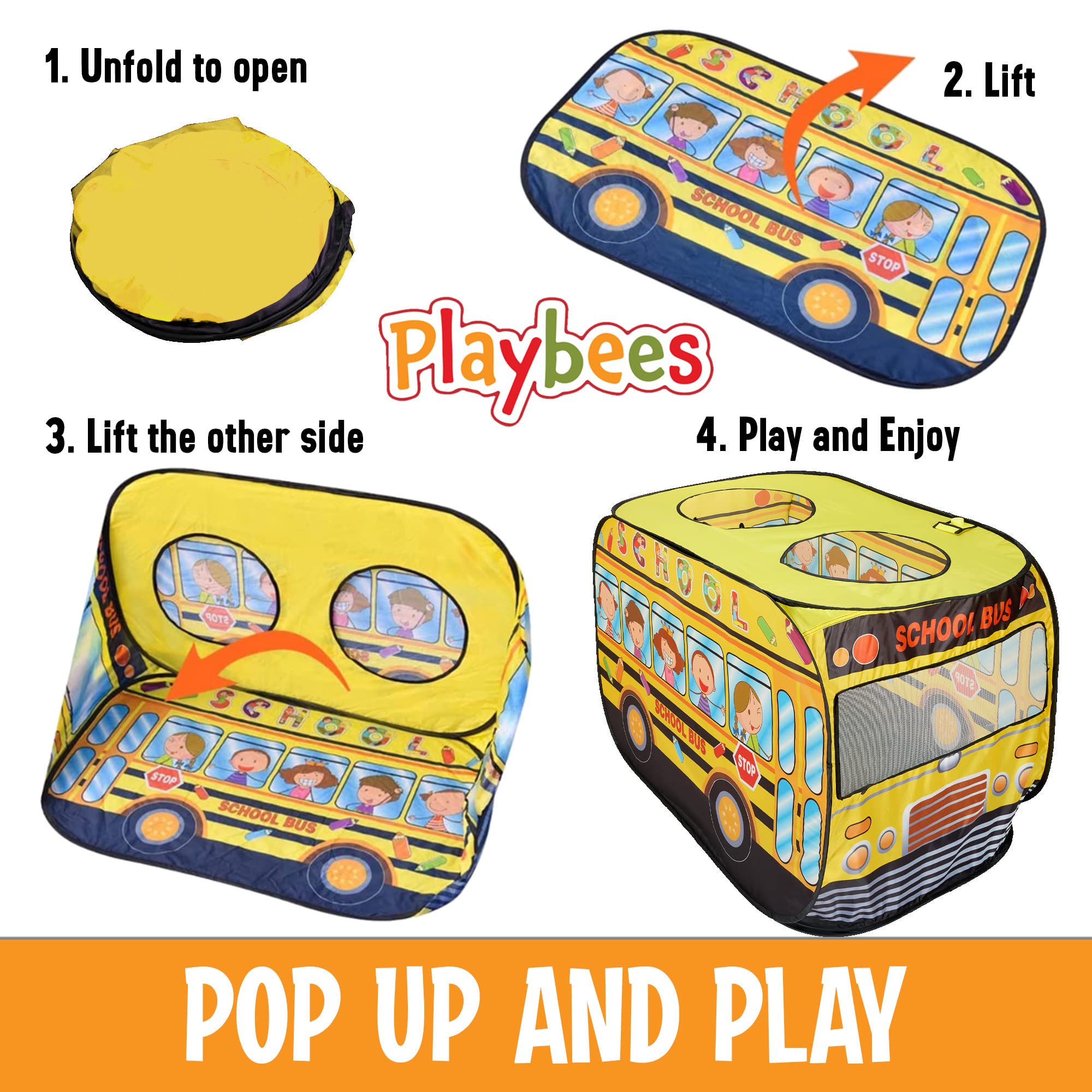 Playbees pop-up tent with sound button offers interactive learning moments
