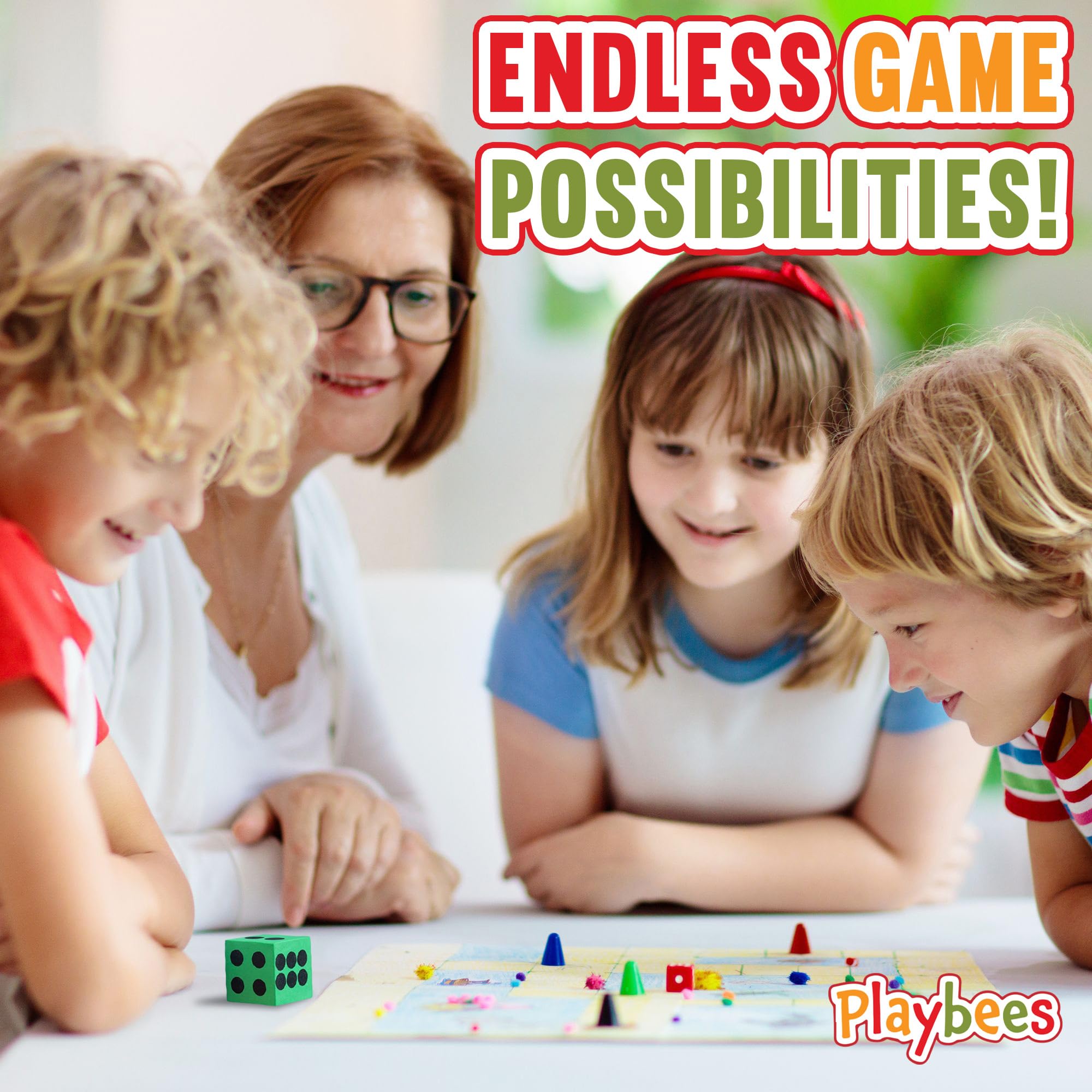Playbees soft, durable foam dice ensure safe, long-lasting play.