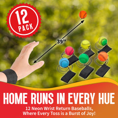 Playbees Neon Reactive balls with durable elastic cords for secure setup