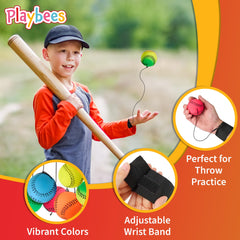 Playbees Neon Wrist Baseballs comfy Velcro wristbands for secure fit