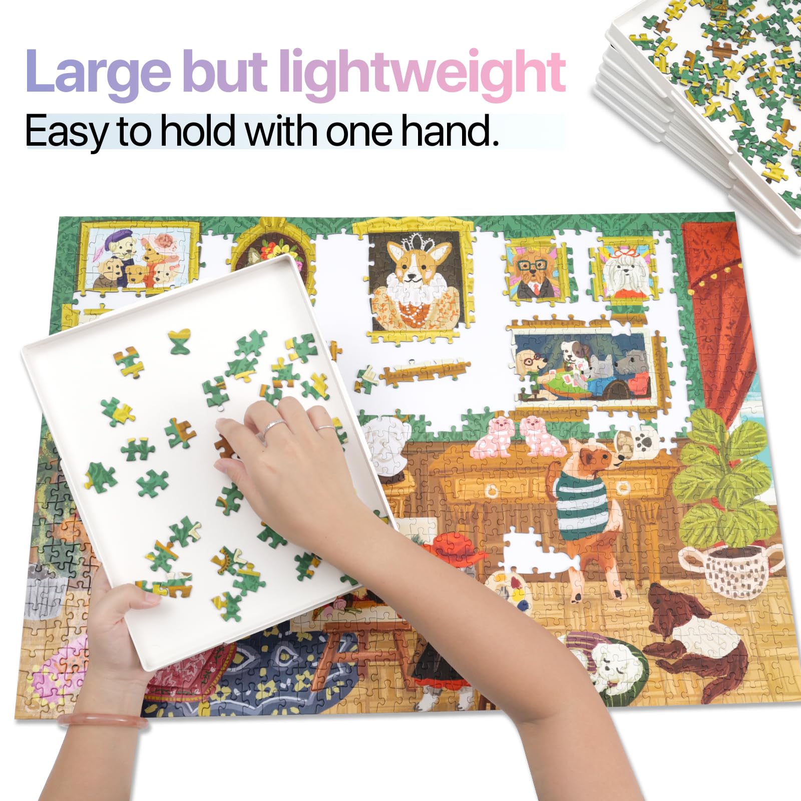 Playboda smooth-stacking trays prevent sticking during puzzle setup