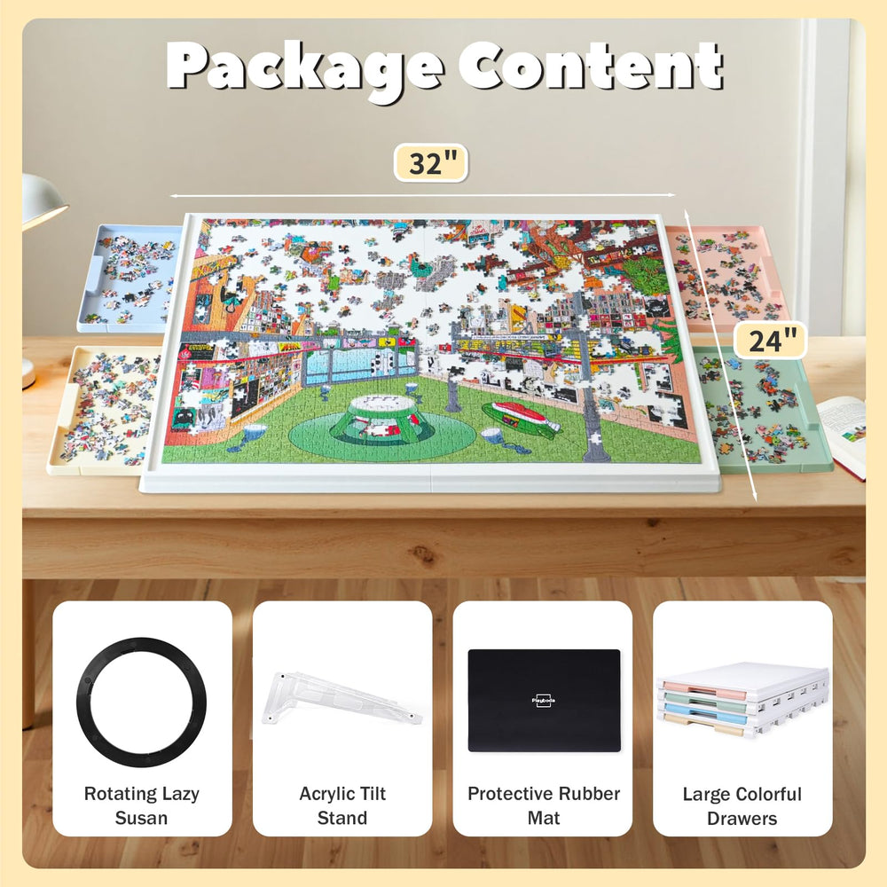 Playboda warm-white puzzle surface enhances color contrast for 1500-piece layouts.