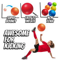 PlayBolt 10-inch orange kickball with pump for quick inflation