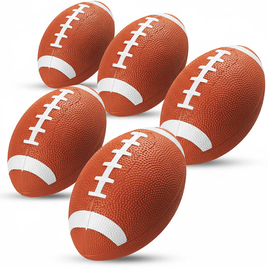PlayBolt 6-Inch mini footballs pack-of-5 with hand-pump, easy inflation for kids.