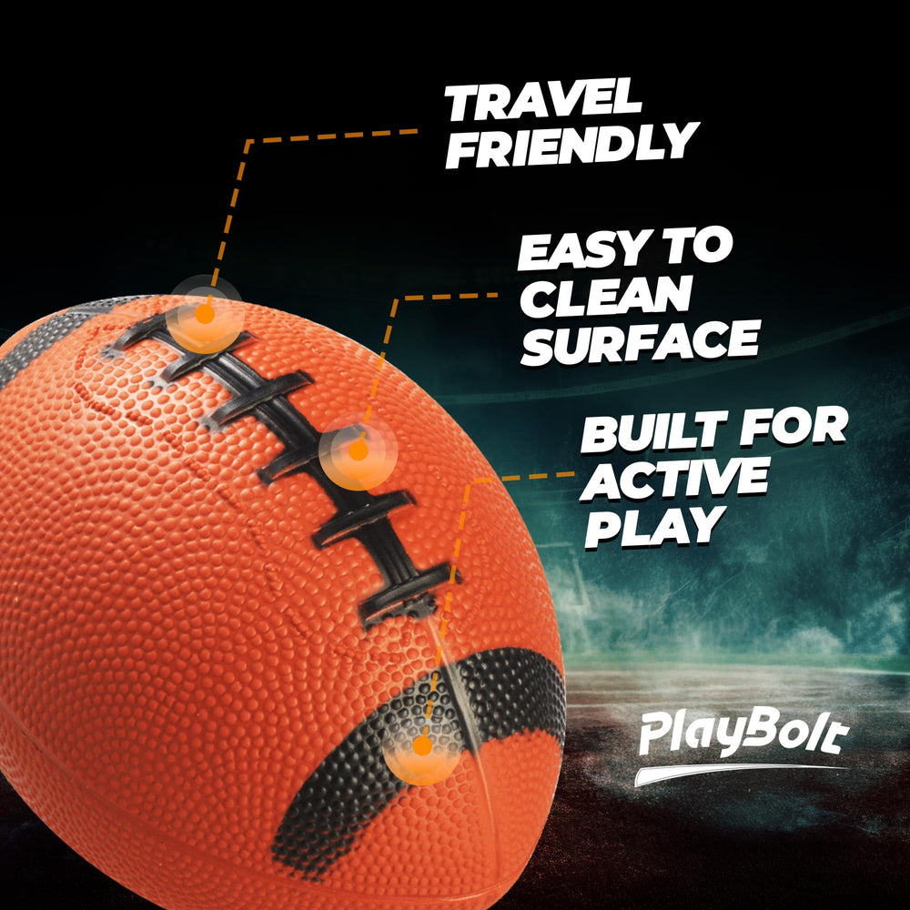 PlayBolt closeup-6inch-mini-football-texture tactile feel and grip.