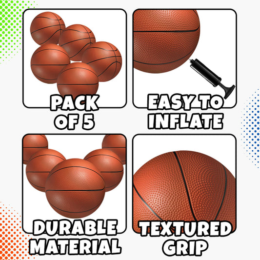 PlayBolt hand pump enables quick inflation for the mini basketball set.
