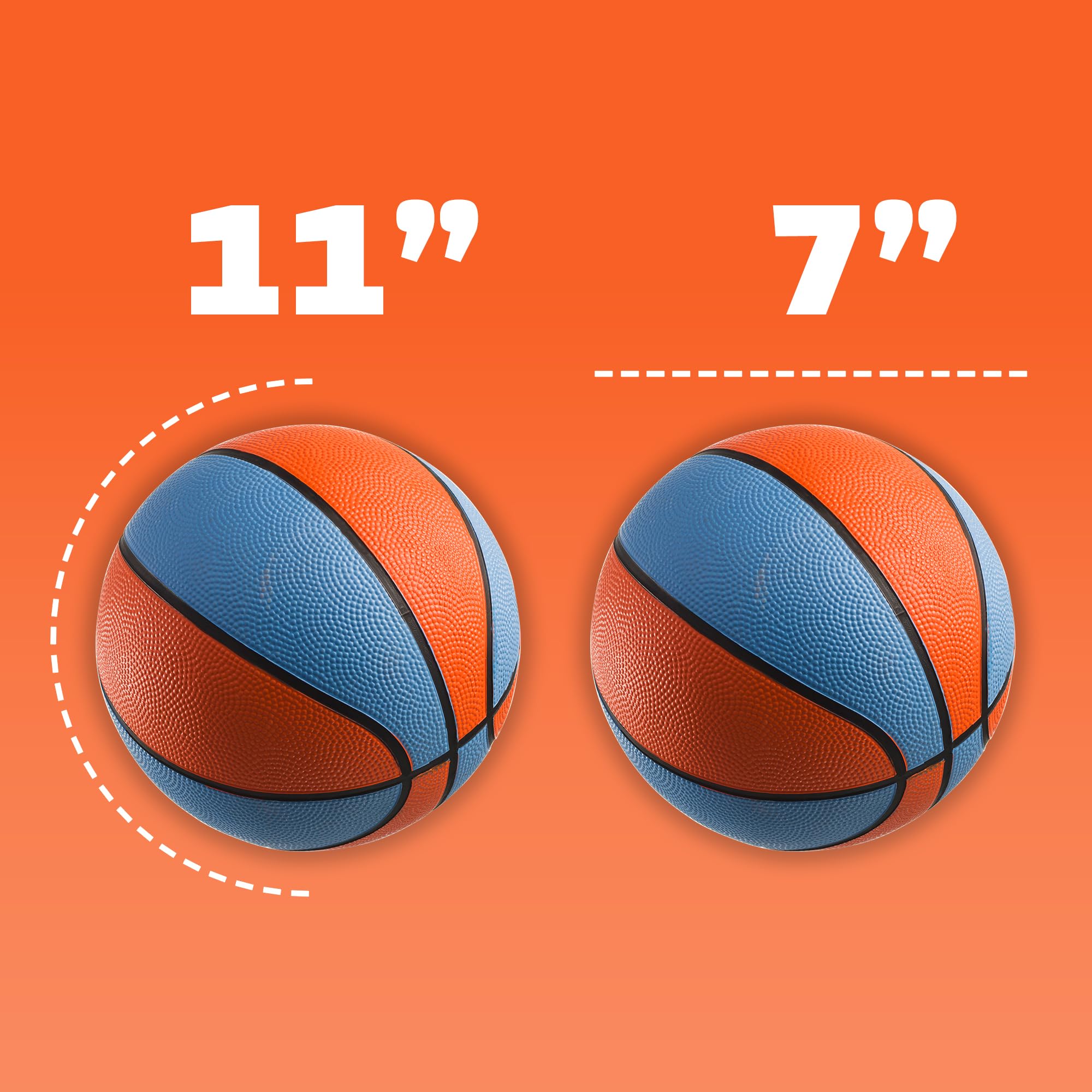 PlayBolt kid-friendly mini basketballs compatible with larger rims