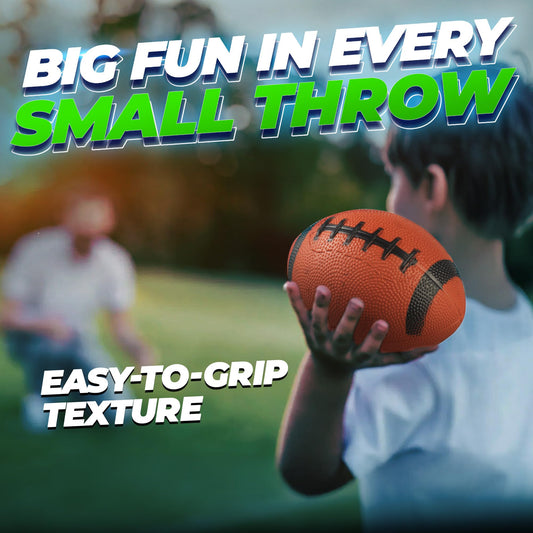 PlayBolt mini-football easy-grip for kids in backyard, promoting active play.