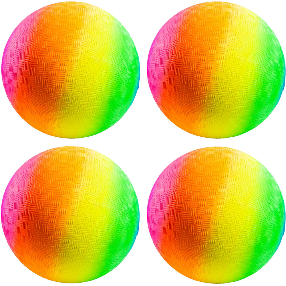 PlayBolt Rainbow Playground Ball deflated, ready for quick inflation and setup