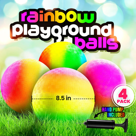 PlayBolt Rainbow Playground Ball inflated, ideal for dodgeball or kickball fun