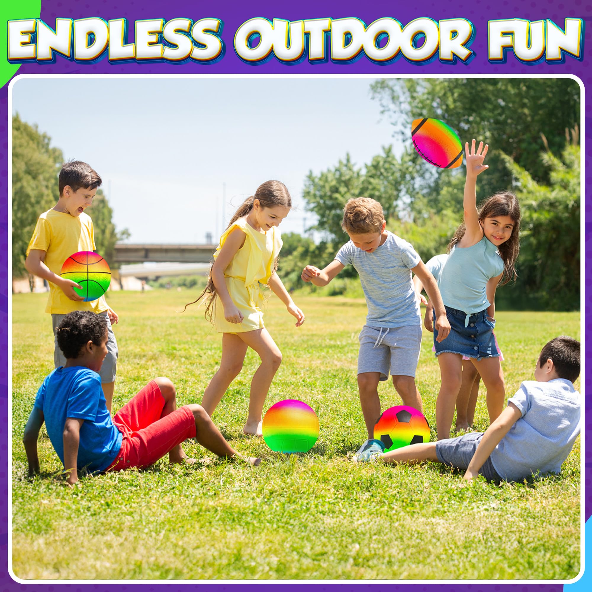 PlayBolt rainbow playground ball 8.5-inch versatile for indoor and outdoor use