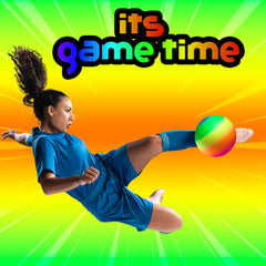 PlayBolt Rainbow Playground Ball in action for four square and handball