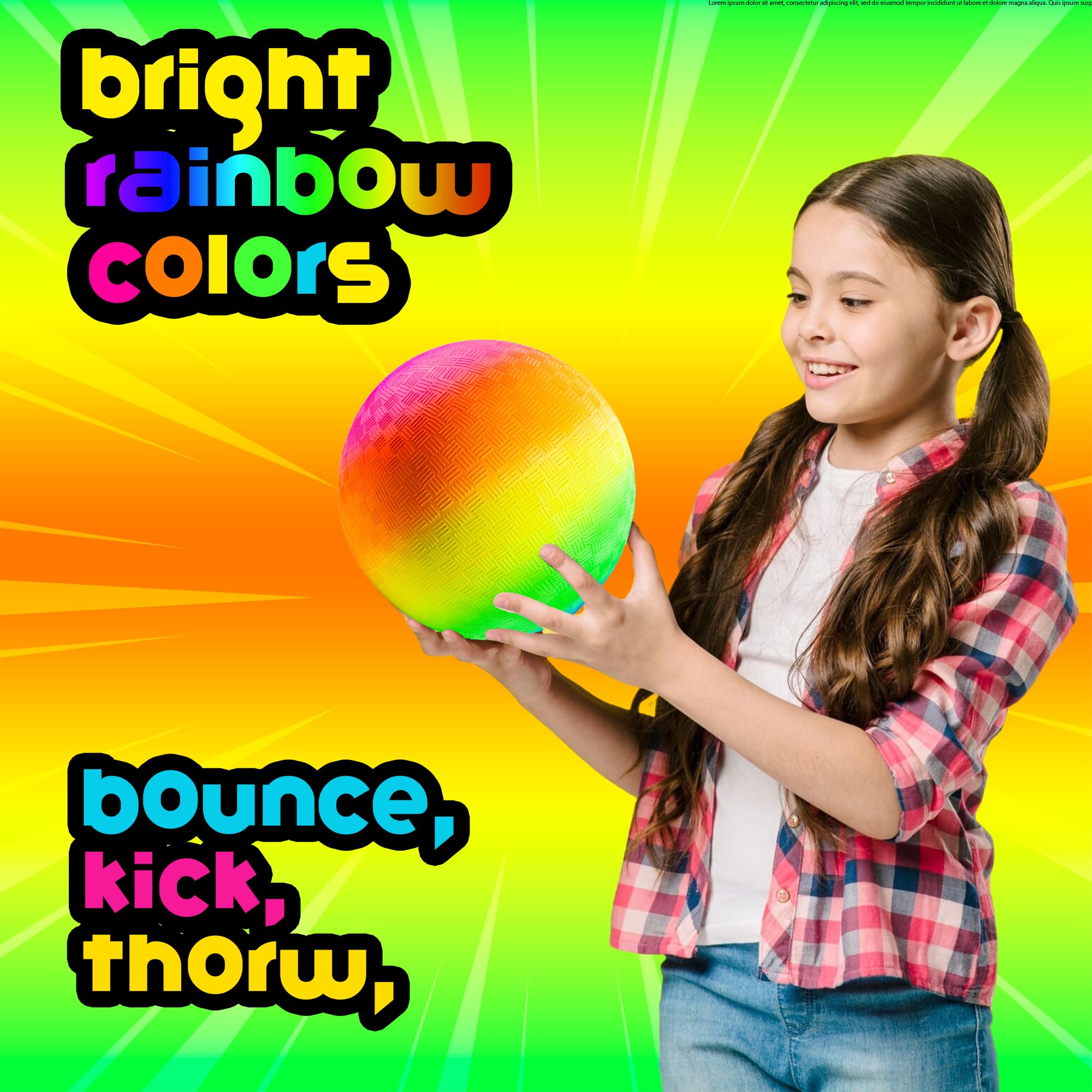 PlayBolt Rainbow Playground Ball ready with pump-needle compatibility