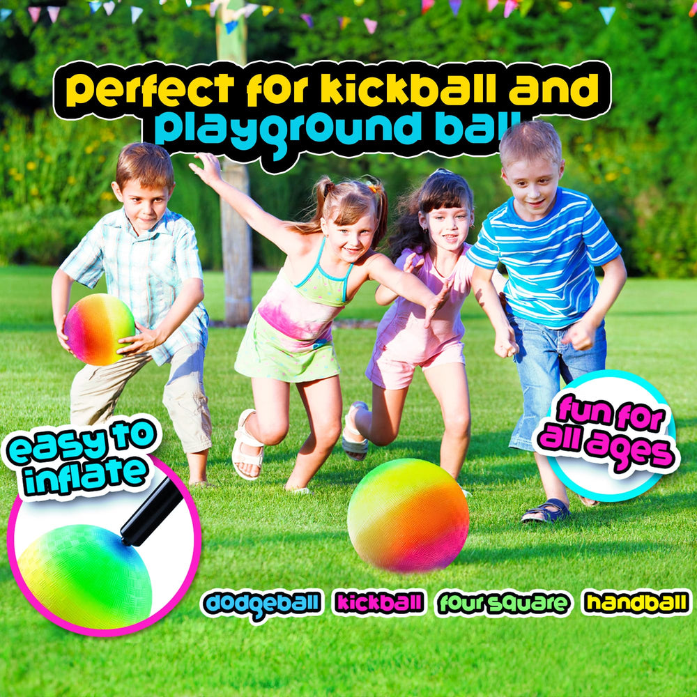 PlayBolt Rainbow Playground Ball outdoors and indoors for versatile play