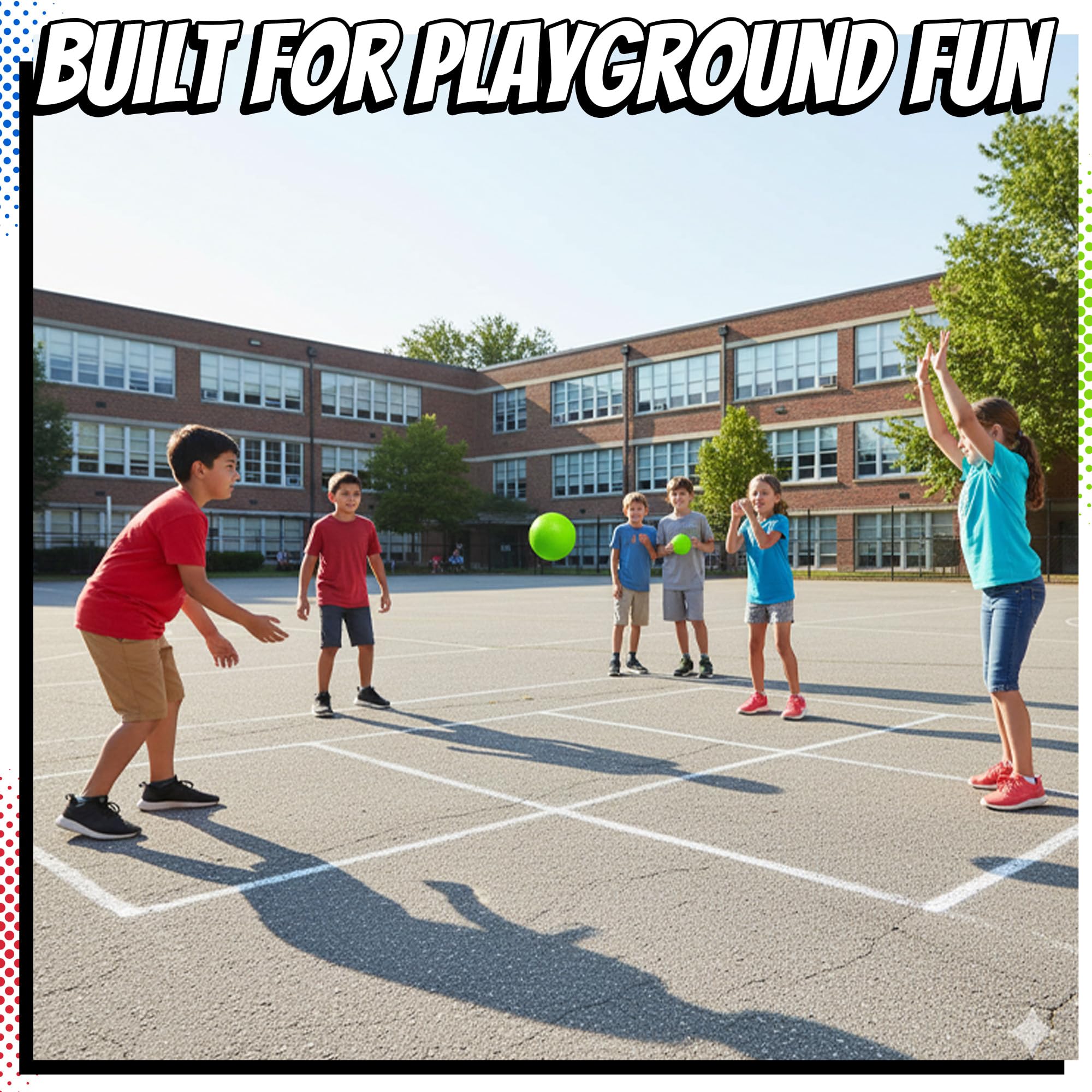 Six-pack PlayBolt playground balls packaged for classrooms and families.