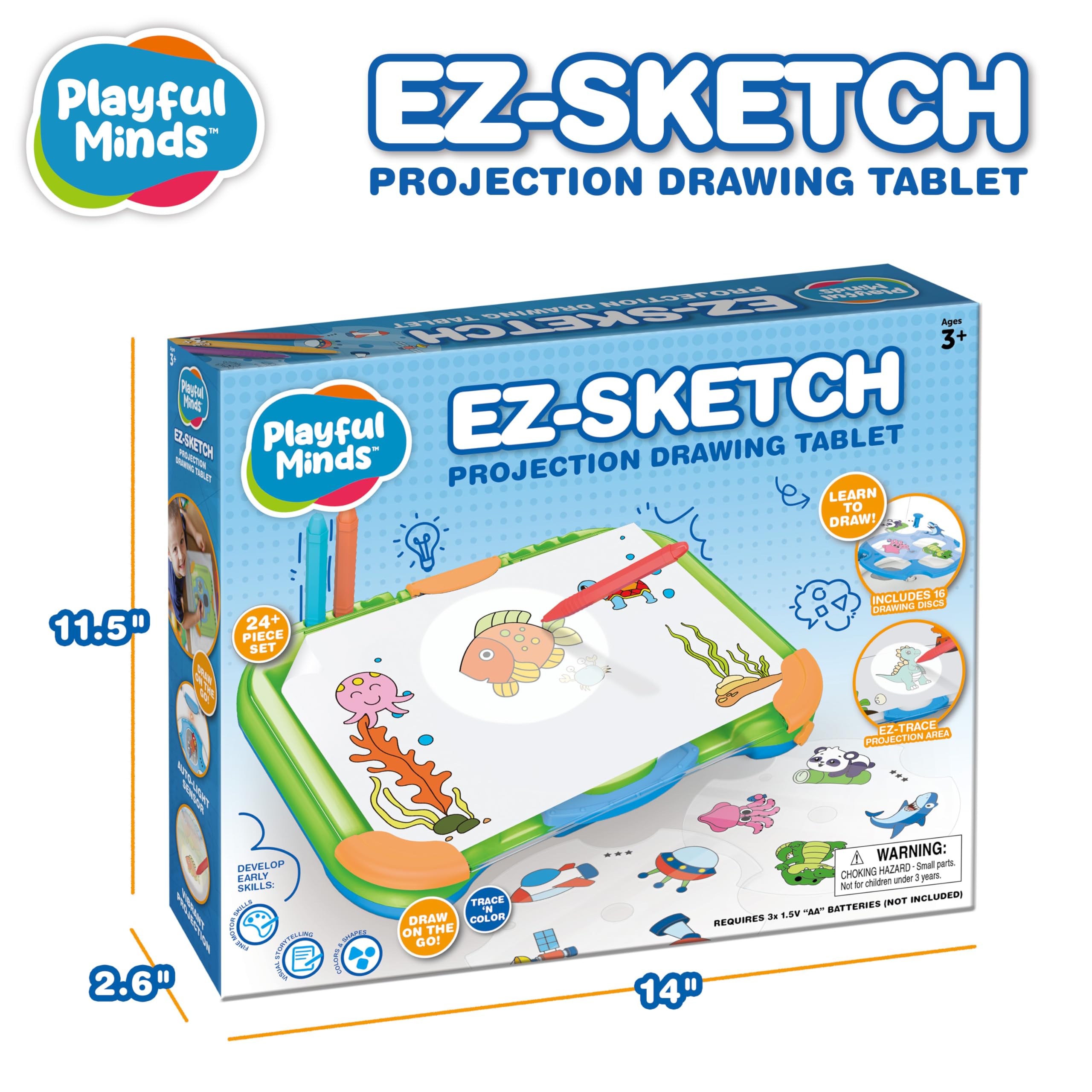 Playful Minds EZ Sketch 24-piece set with traceable drawings for creative practice.