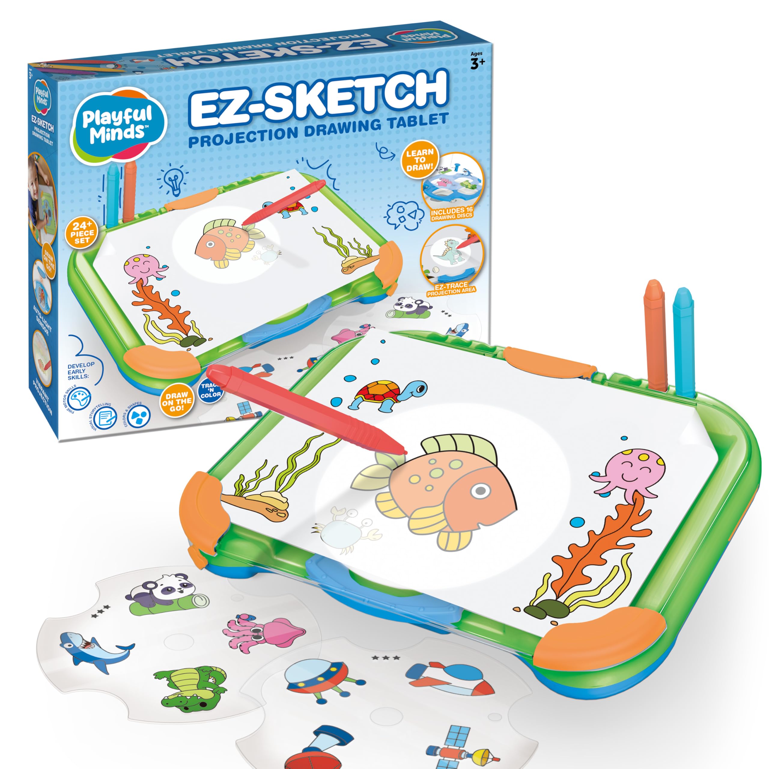 Playful Minds EZ Sketch main unit with light projection for easy tracing.