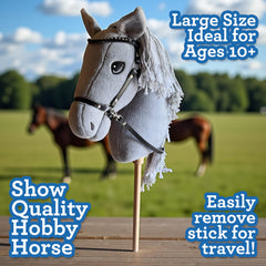 Playful Minds hobby horse with removable reins for flexible play and display