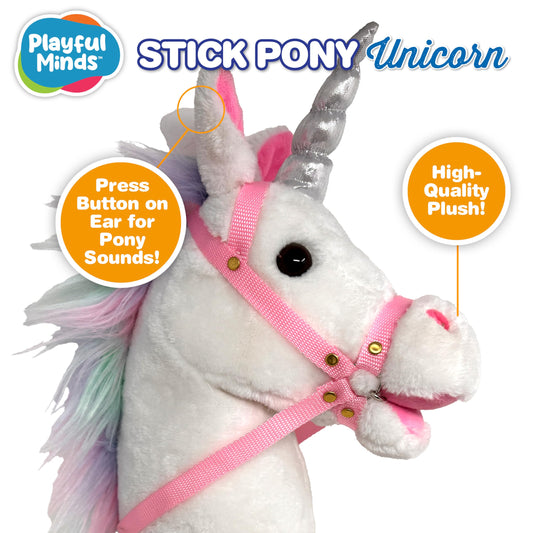 Playful Minds Nature Bound Stick Horse wooden stick emphasizes durability for energetic outdoor play.