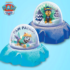 Assembling PAW Patrol glitter globe with molding clay for hands on fun