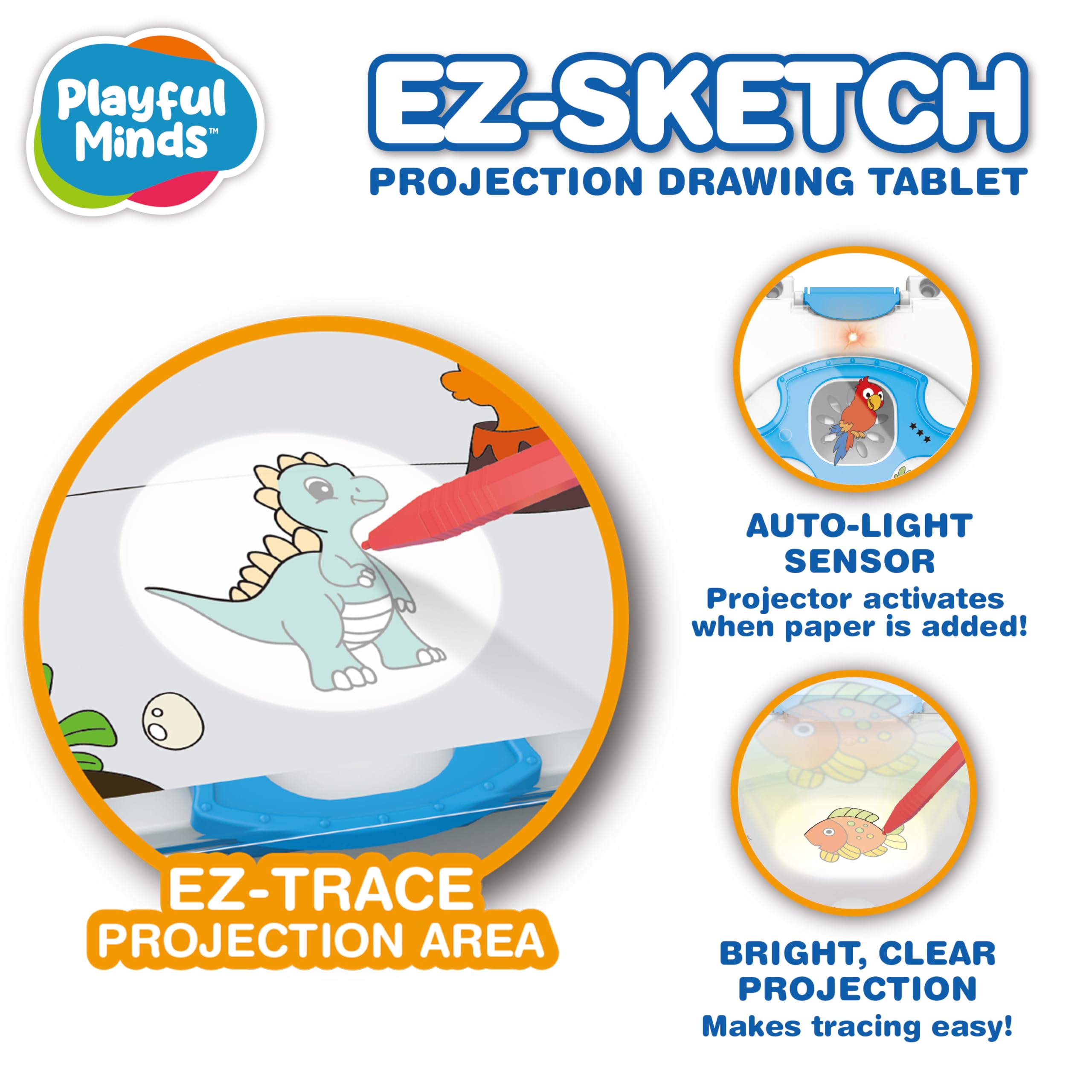 Playful Minds EZ Sketch six markers included for vibrant tracing and coloring.