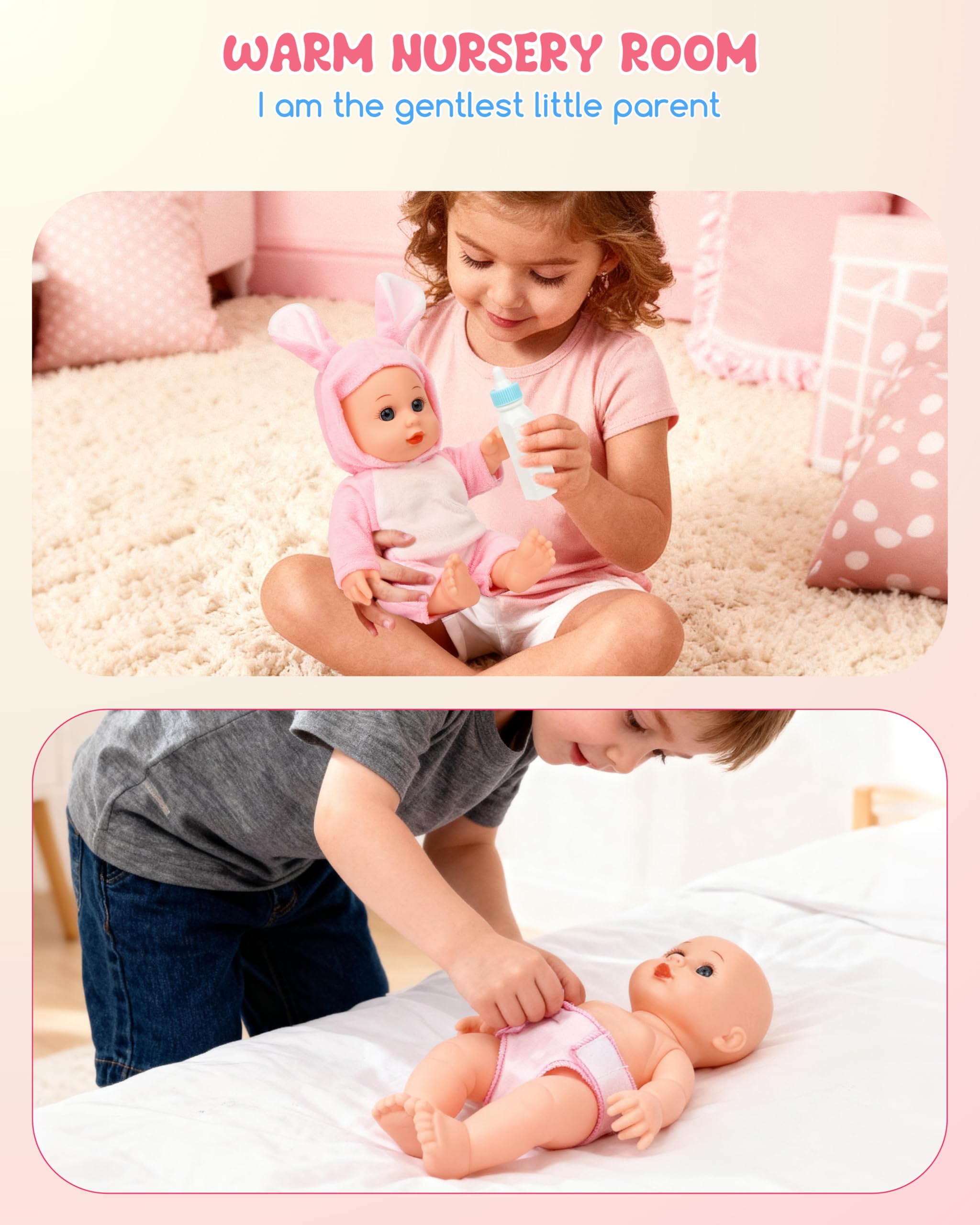 PLAYFULBAY doll in pajamas with pink handbag for cozy play.