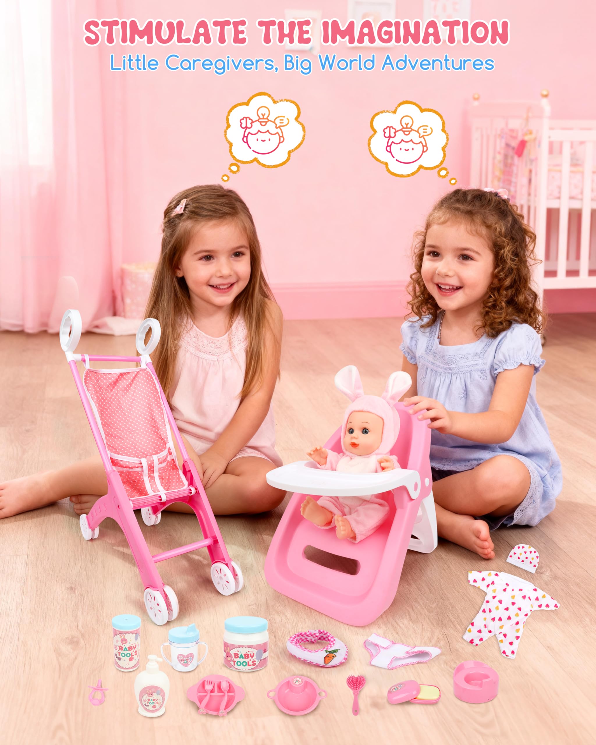 PLAYFULBAY high chair attachment ready for pretend feeding sessions.