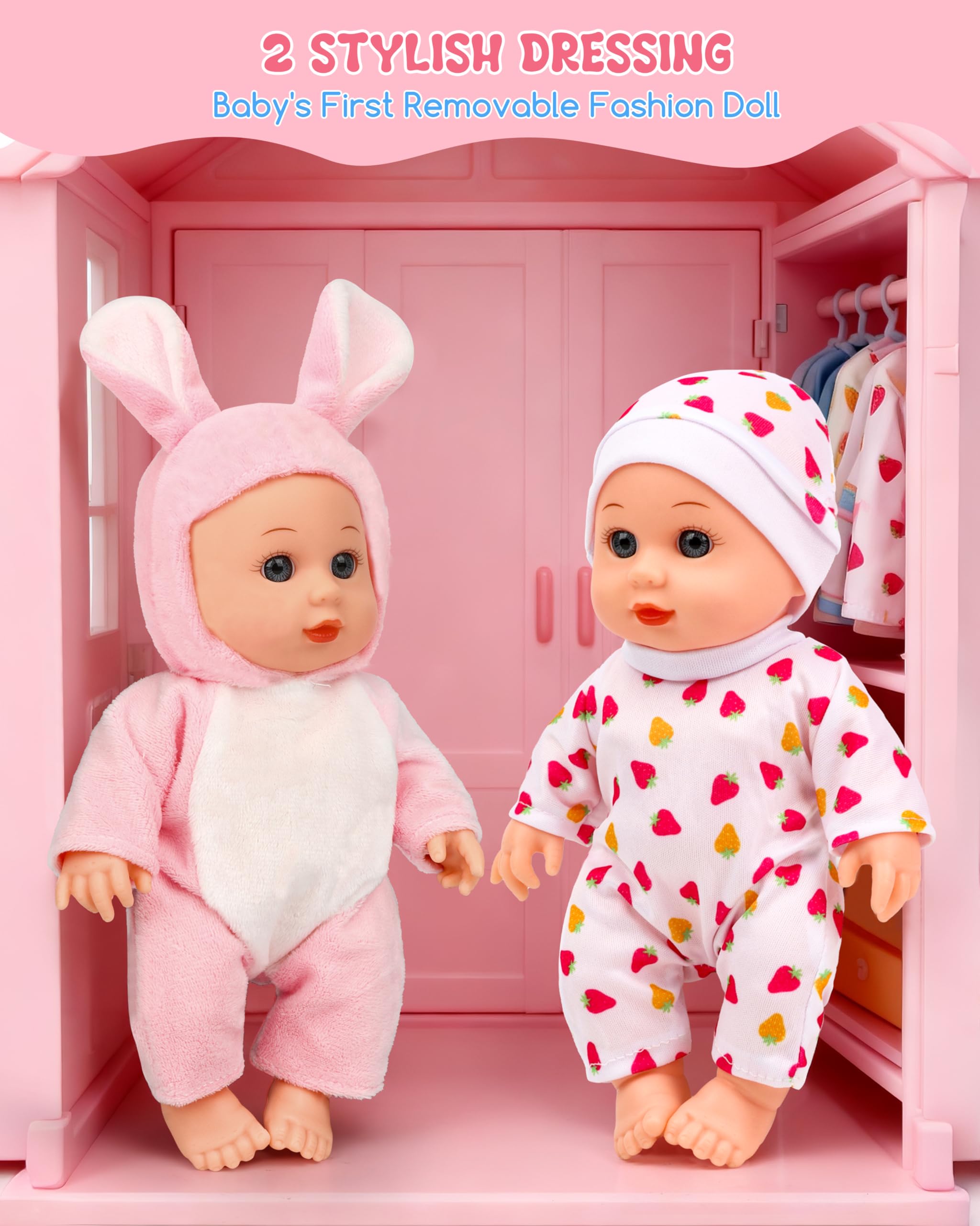 PLAYFULBAY soft doll in bunny outfit with gentle handling.