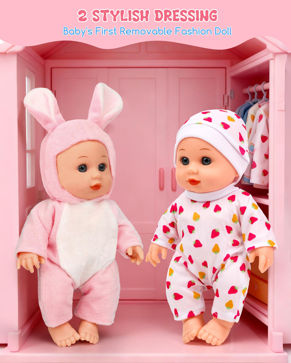 PLAYFULBAY soft doll in bunny outfit with gentle handling.