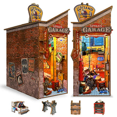 Playhiland Garage Book Nook Kit on shelf showing easy assembly for DIY decor