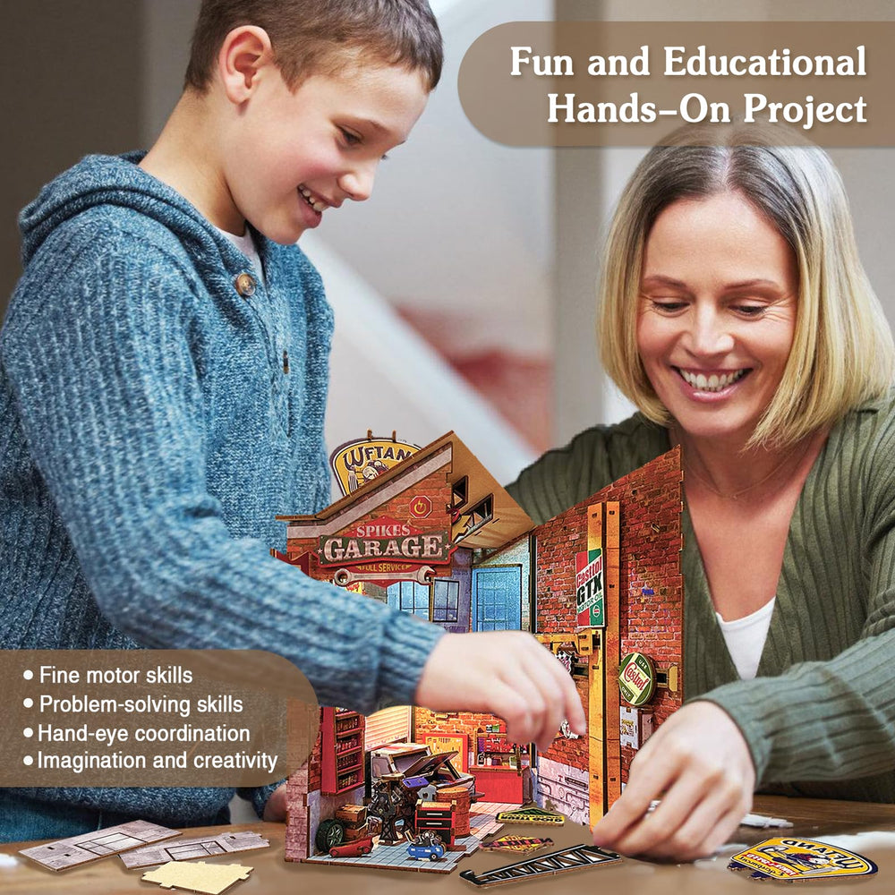 Playhiland Garage Book Nook Kit presented as a gift, ready for celebration