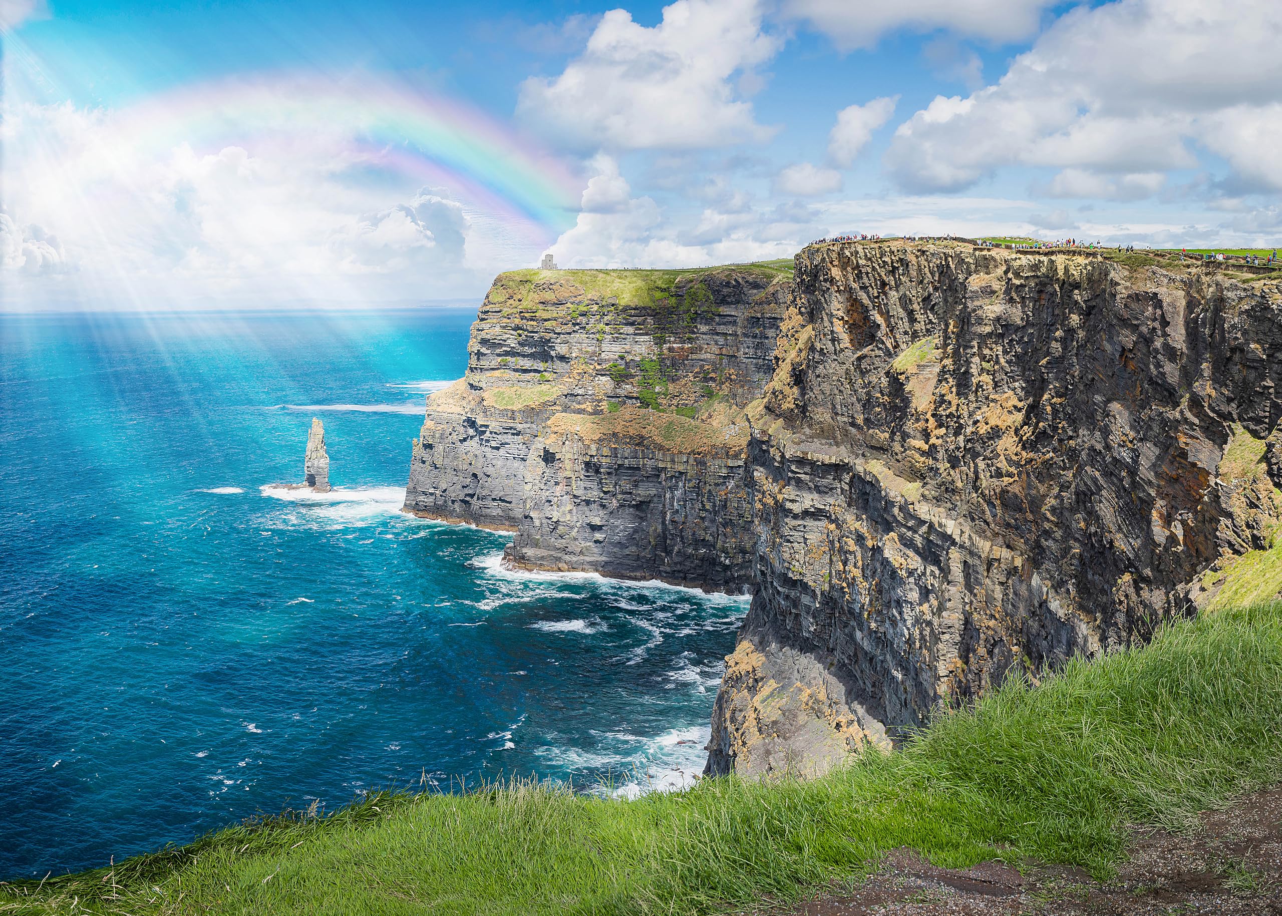 Playjig Ireland Puzzle, Cliffs of Moher rainbow scene, ideal for relaxing evenings.