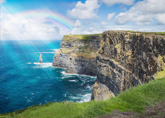 Playjig Ireland Puzzle, Cliffs of Moher rainbow scene, ideal for relaxing evenings.