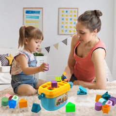Playkidiz child playing shape sorter supports independent, exploratory play